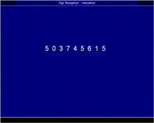 Digit Recognition Test: This is a short term memory test designed to assess your short-term visual memory.  You will have to: a. Remember strings of digits of varying lengths.  b. Answer questions about the string of digits shown. The total test time including instructions is approximately 4 minutes and you do not need to prepare for this test.