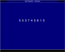 Digit Recognition Test: This is a short term memory test designed to assess your short-term visual memory.  You will have to: a. Remember strings of digits of varying lengths.  b. Answer questions about the string of digits shown. The total test time including instructions is approximately 4 minutes and you do not need to prepare for this test.