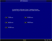 Mathematics Reasoning Test: This is a reasoning test designed to assess your ability to solve numerical problems.  You will have to interpret written descriptions to solve numerical problems using time/speed/distance calculations. The total test time including instructions is approximately 18 minutes and you can prepare for this test by practicing calculations using the time/speed/distance formula. 