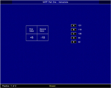 Table Reading Test: This test is designed to assess your work rate in terms of scanning and cross-referencing tables of information.  You will have to:  a. Cross-reference row and column numbers to identify values in a table.  b. Use multiple tables to identify values when given specific values.  c. Use and interpret information presented in tables on the monitor and hand-held cards. The total test time including instructions is approximately 11 minutes and you do not need to prepare for this test. 