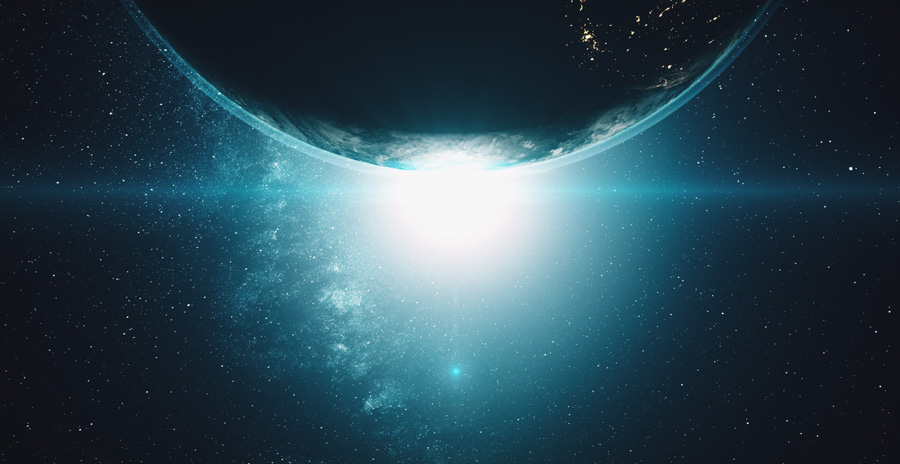 Passage de la nuit au jour sur la Terre observé depuis l’espace.