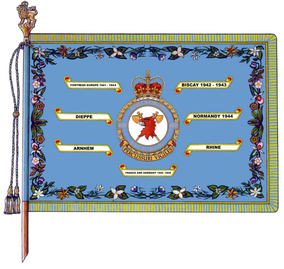 400 Air Maintenance Squadron’s major Battle Honours are embroidered on the squadron’s Standard (Colour).