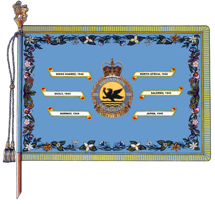 880 Maritime Reconnaissance Squadron’s major Battle Honours are emblazoned on its squadron Standard (Colour). The squadron was reduced to nil strength between March 9 and September 1, 1990.