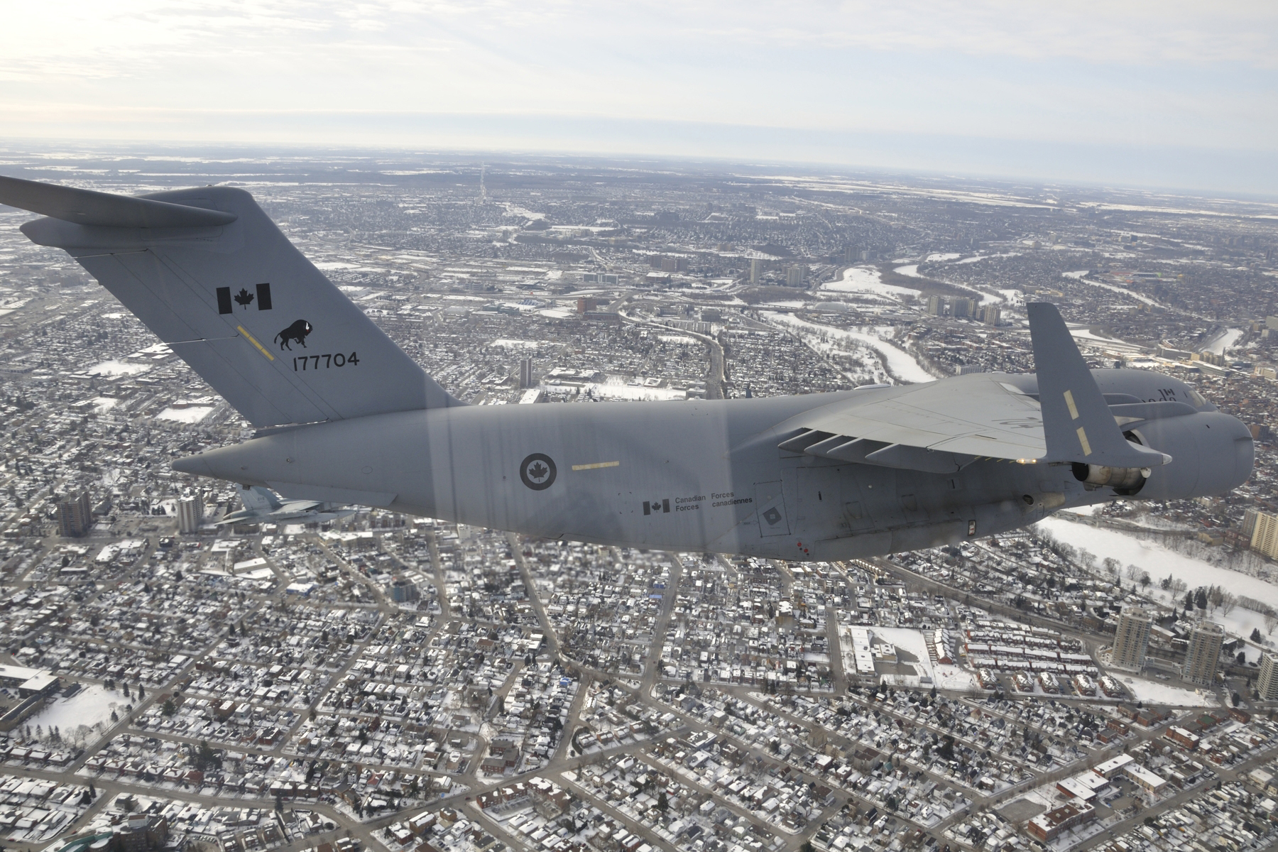 A CC-177 Globemaster III from 429 Transport Squadron, piloted by Captain Capt Dave Hicks, arrives in Ottawa on March 18, 2014. The last Canadian troops to leave Afghanistan were onboard the historic flight. PHOTO: DND