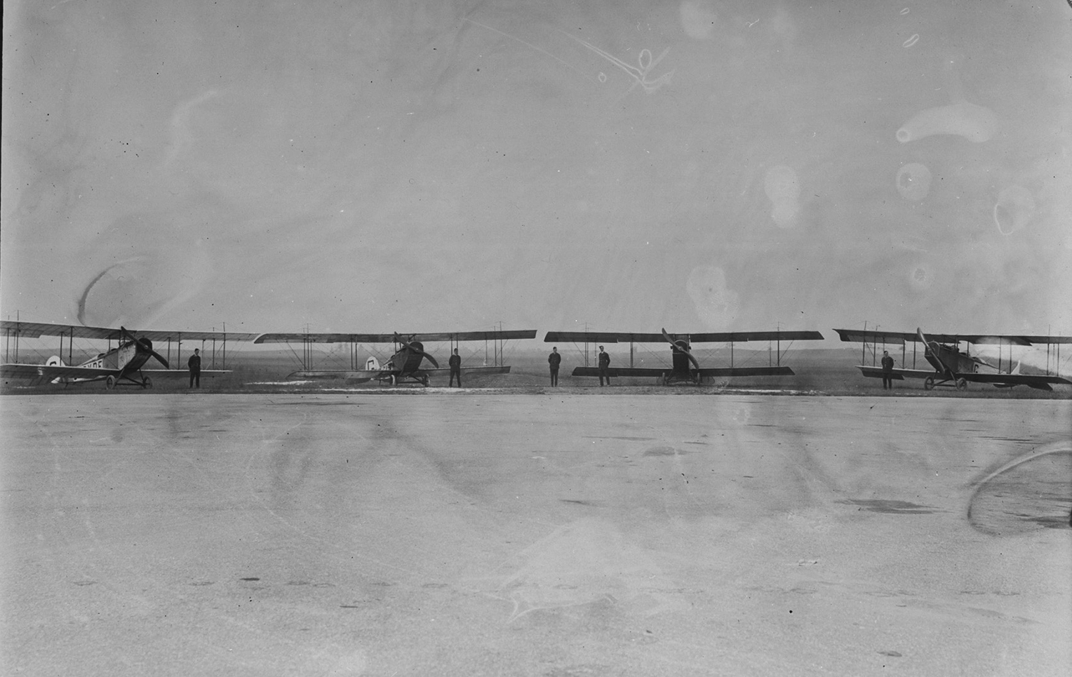Four Curtiss JN-4 “Canuck” trainer aircraft made from spare parts. PHOTO: DND Archives, RE-12816