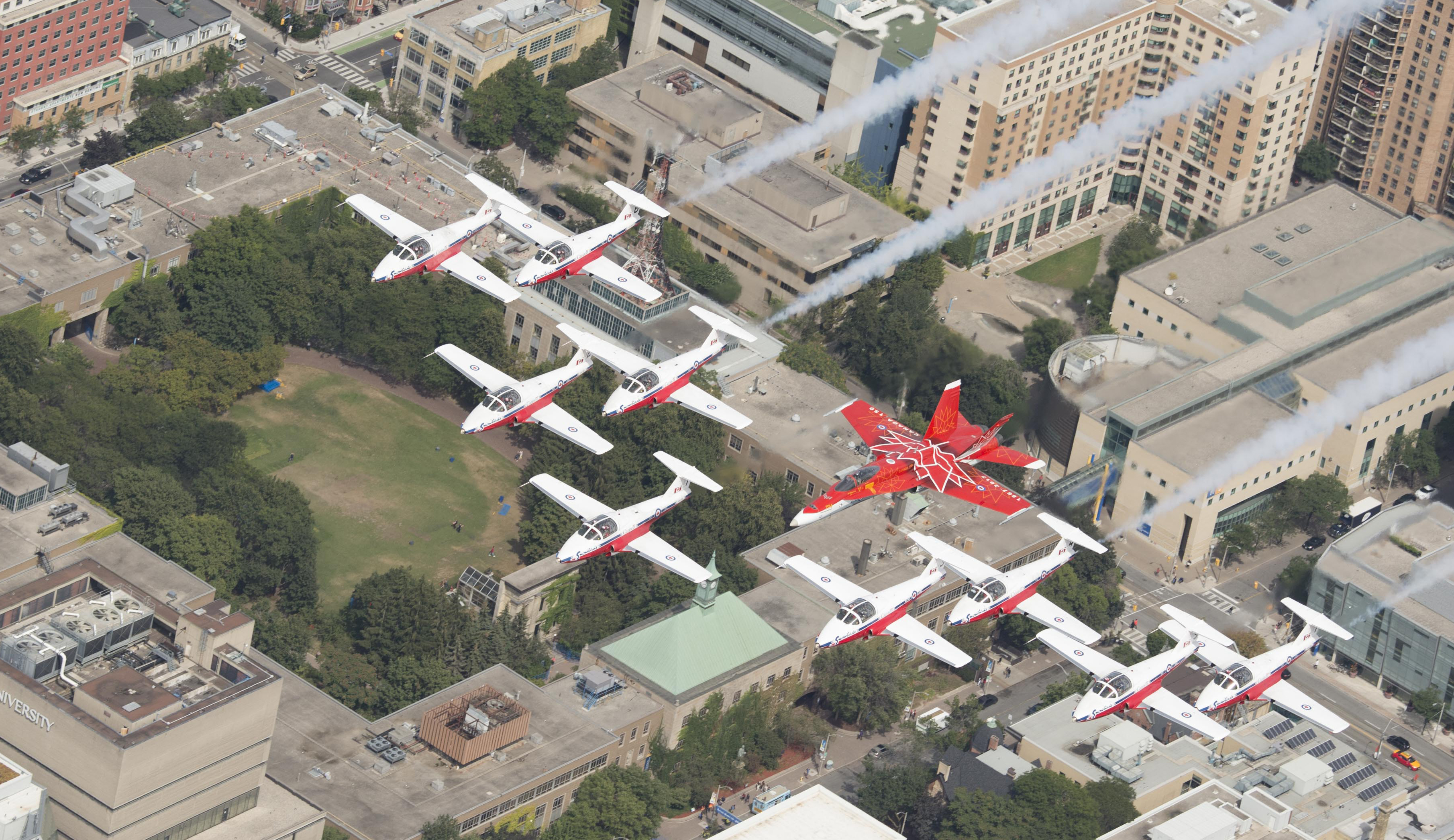 ten aircraft in flight.
