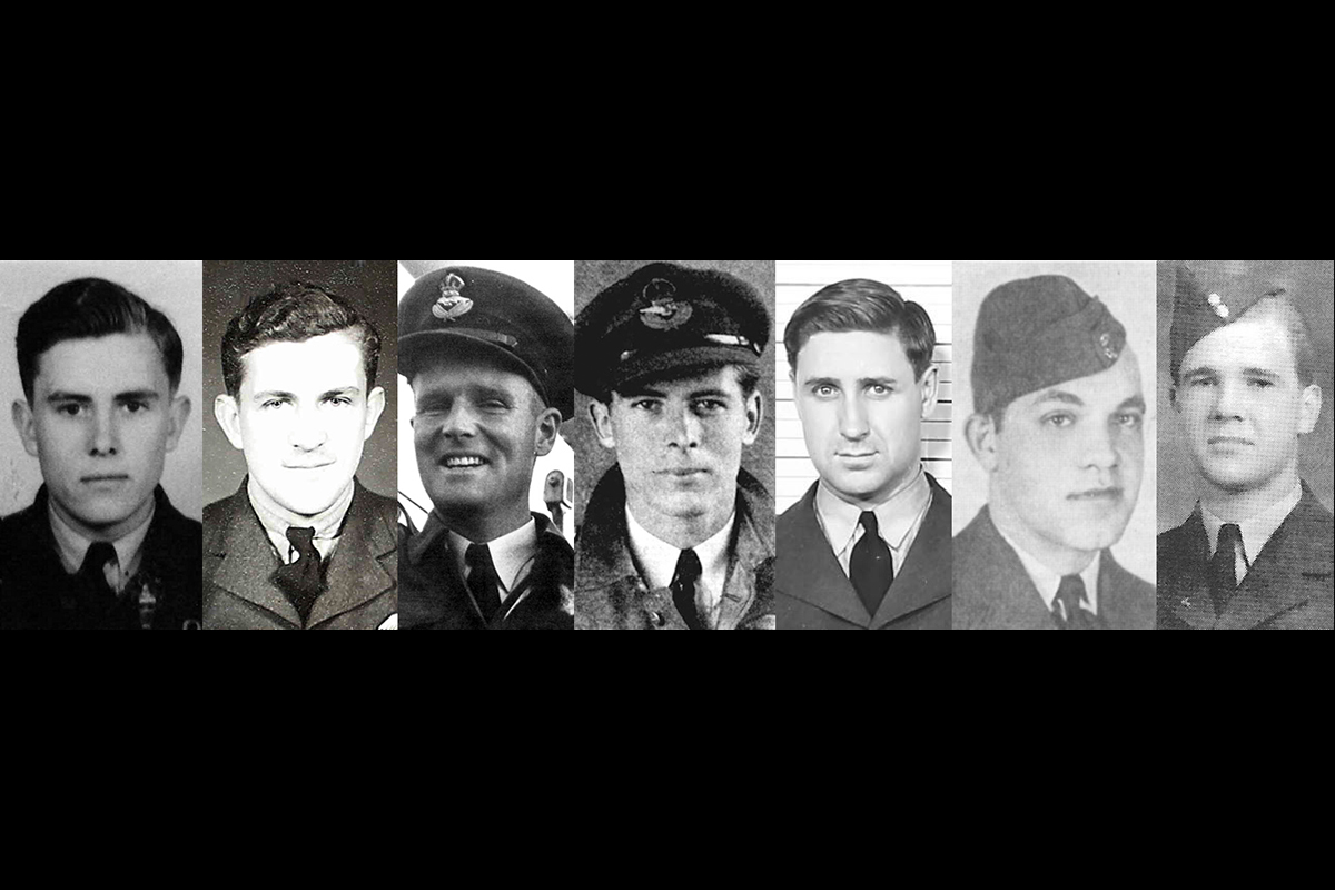 A montage of seven vintage photos of the faces of men wearing military uniforms.