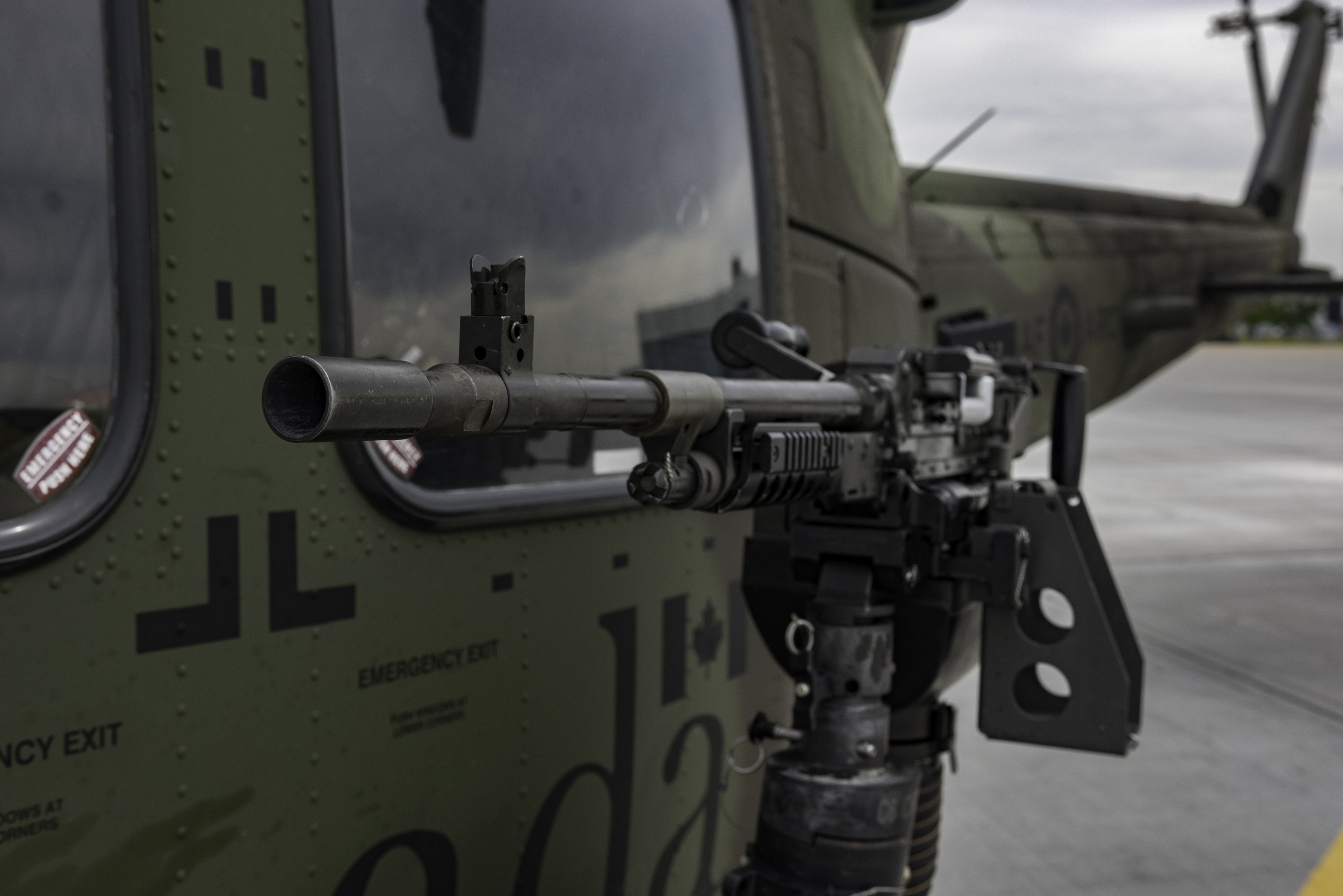 408 Tactical Helicopter Squadron CH-146 Griffon helicopters that participated in Gander Gunner in July, at 4 Wing Cold Lake, Alberta, were configured with dual, side mounted C6 machine guns. PHOTO: Private Connie Valin