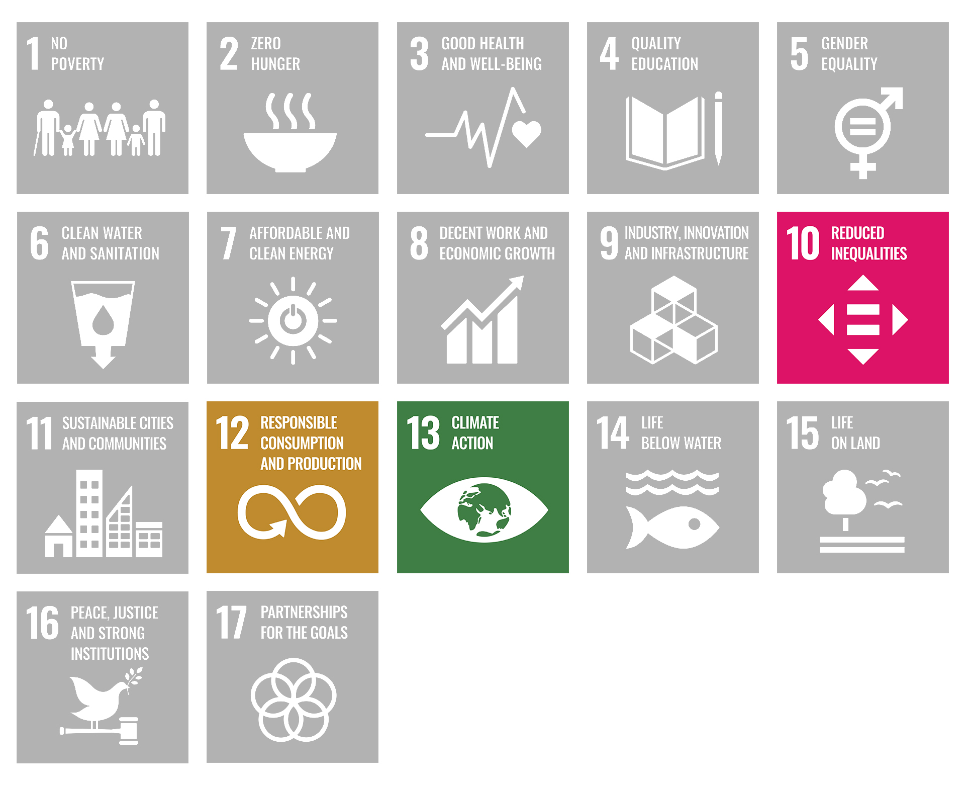 Commitments for SSC are: 10 - Reduced inequalities, 12 - Responsible consumption and production, and 13 - Climate action.