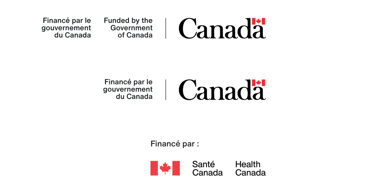Trois exemples qui illustrent les différentes façons de reconnaître le financement du gouvernement du Canada à l’aide des symboles officiels et de textes descriptifs factuels. Version textuelle ci-dessous :