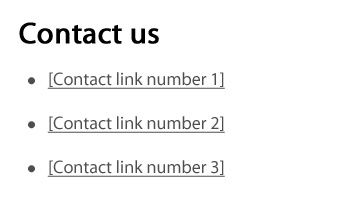 Screenshot illustrating the contact links pattern on Canada.ca. Details on this graphic can be found in the surrounding text.