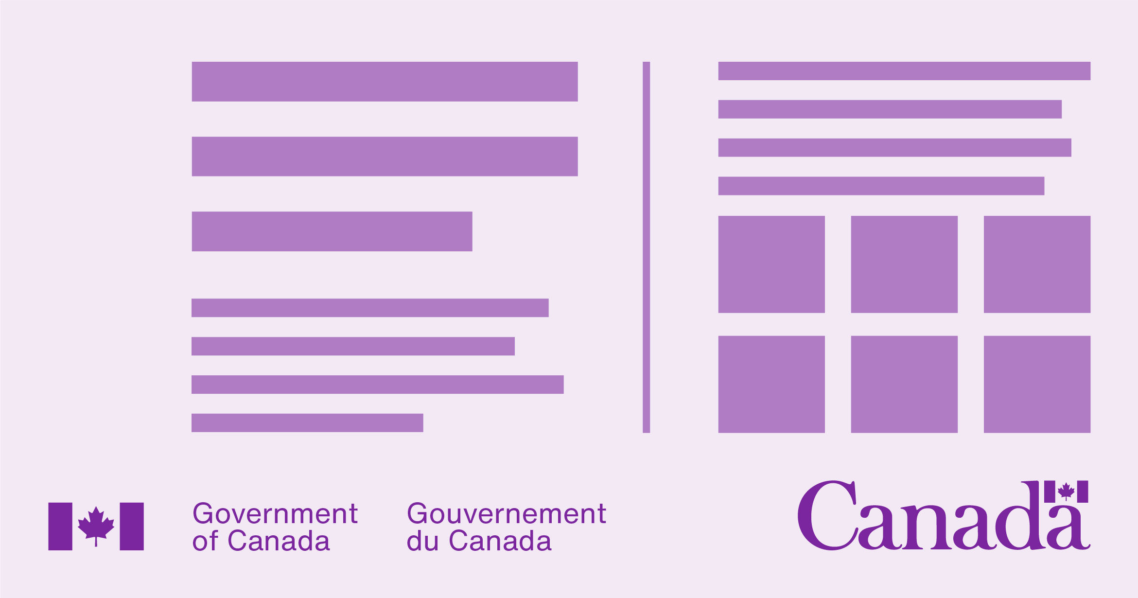 Example of a one-colour reproduction of a print product. All design elements are in purple including the Government of Canada signature and Canada wordmark.