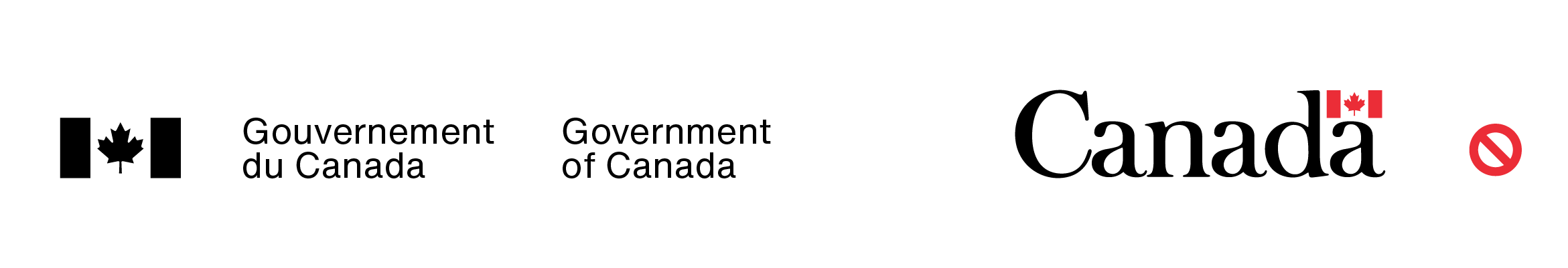Exemple du mauvais jumelage de couleurs (les couleurs utilisées pour le symbole du drapeau dans la signature du gouvernement du Canada diffèrent de celles utilisées pour le symbole du drapeau dans le mot-symbole « Canada »).