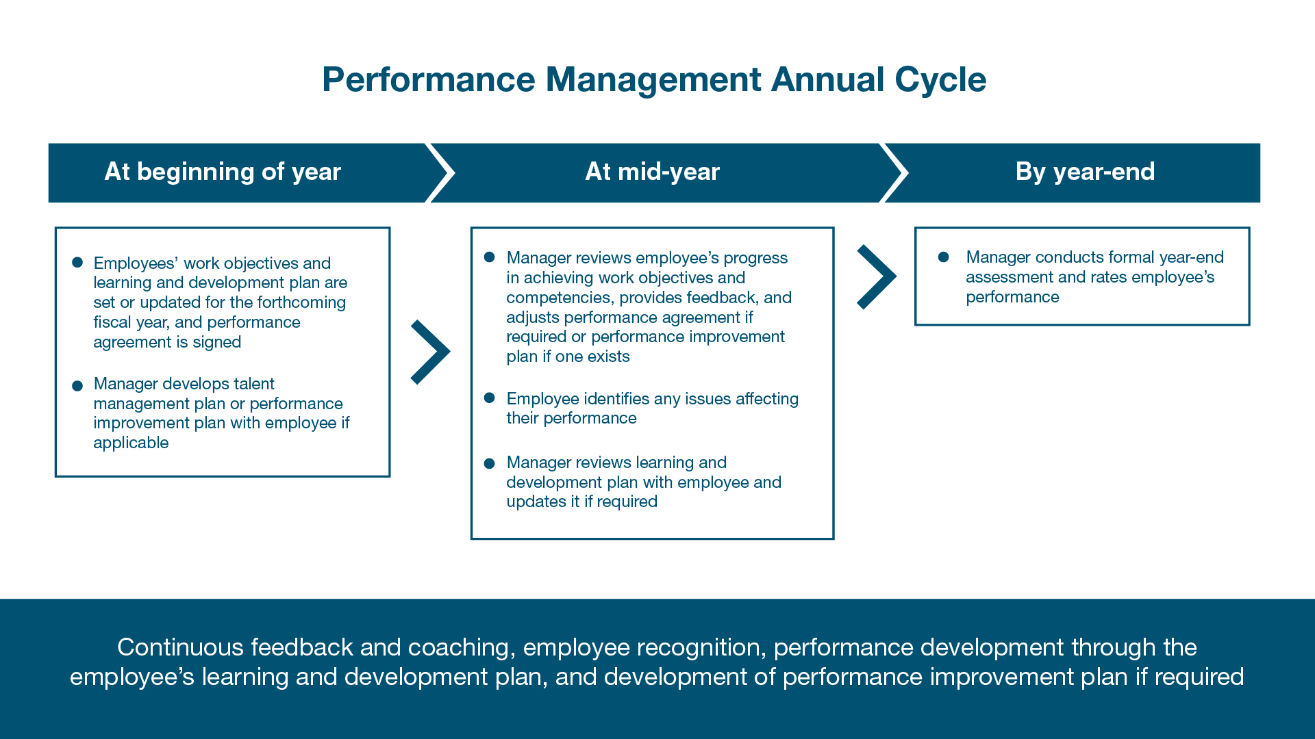 Performance Management Annual Cycle. Text version below: