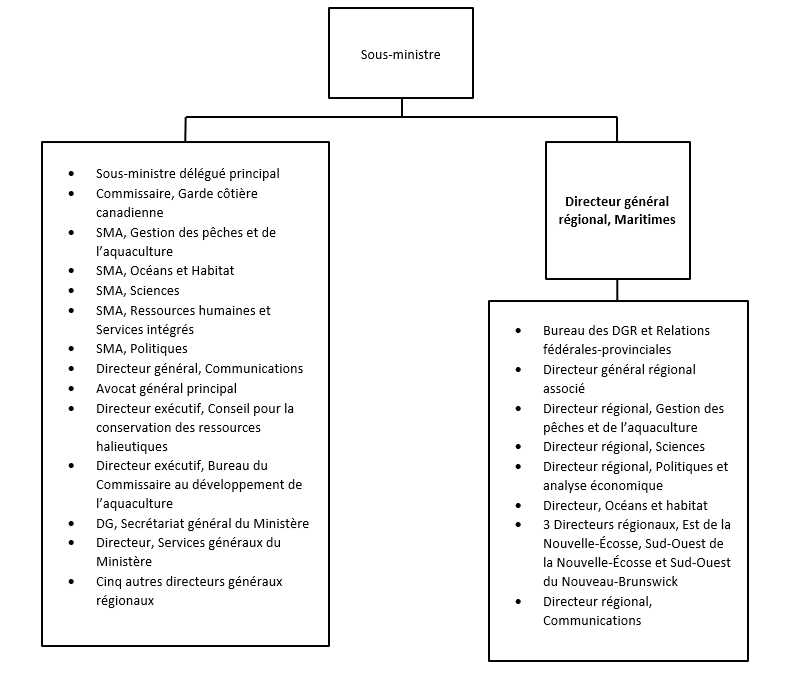 Organigramme. Version textuelle ci-dessous :