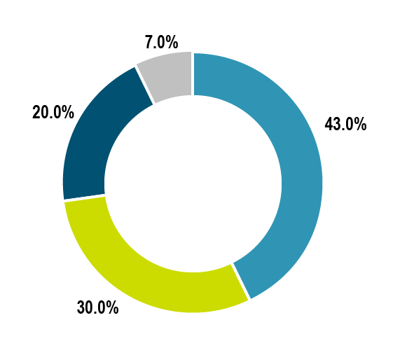 PSPIB target asset allocation, for fiscal year ended March 31, 2019. Text version below: