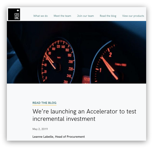 Screenshot of the CDS blog post introducing the Accelerator