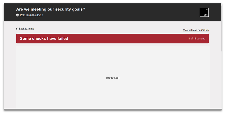 A screenshot of the prototype Security Goals platform.