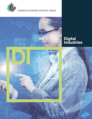 Page de couverture du rapport sur les Industries numériques des Tables de stratégies économiques du Canada