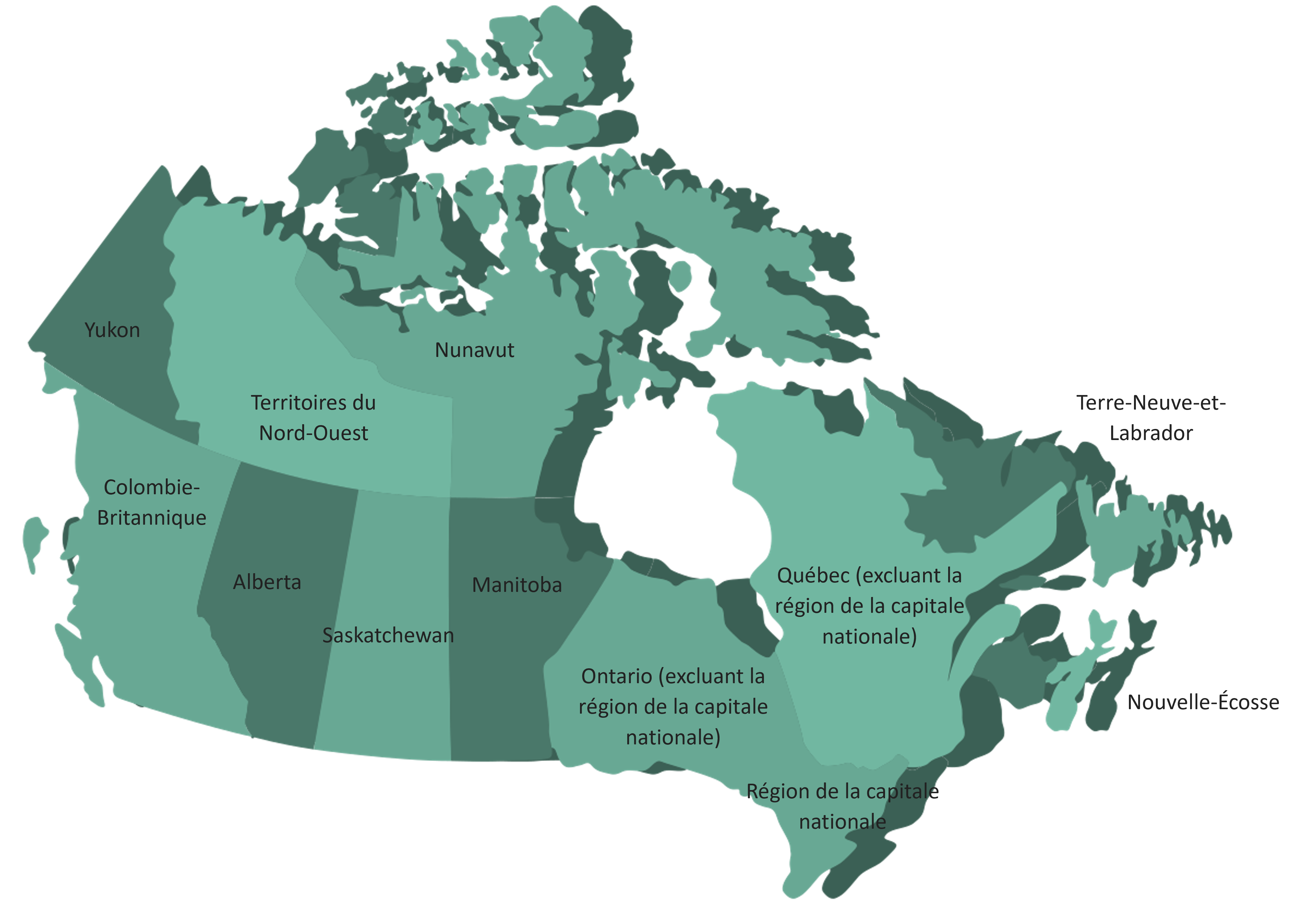 Une carte du Canada. Version textuelle ci-dessous: