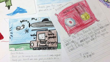 Children’s drawings and notes written to Canadian soldiers