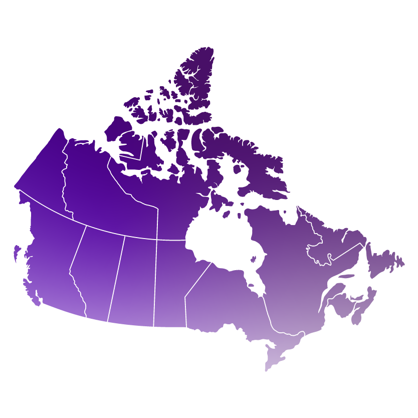 purple map of Canada