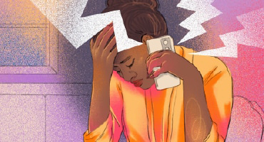 Person talking on the phone looking upset